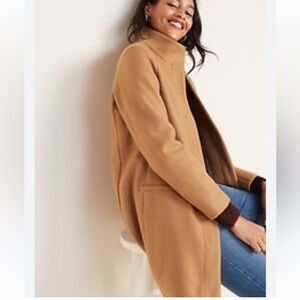 Old Navy Tan Soft-Brushed Funnel-Neck Coat